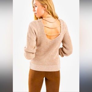 NWT Harper Heritage Kamila Bar Back Knit Sweater Heather Oat